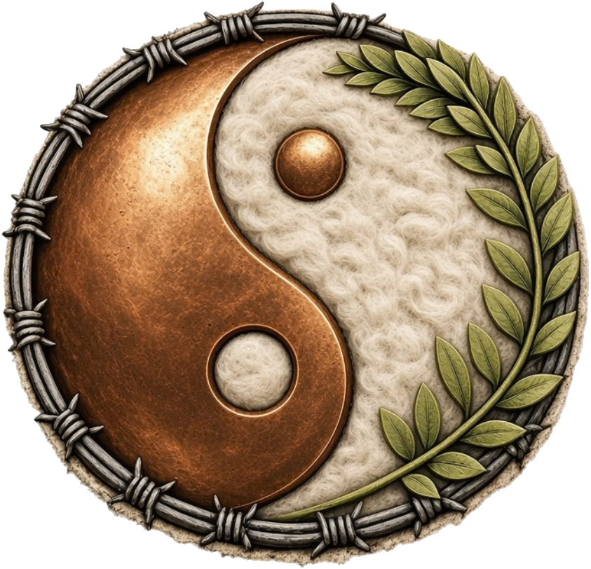Bronze & Wool yin-yang emblem